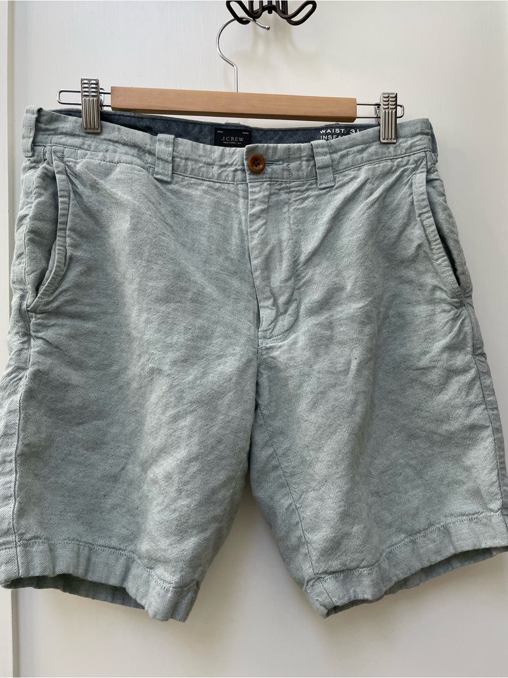 J.CREW Baird McNutt Irish Linen & Cotton Blend Shorts Light Blue Size 31" X 9"